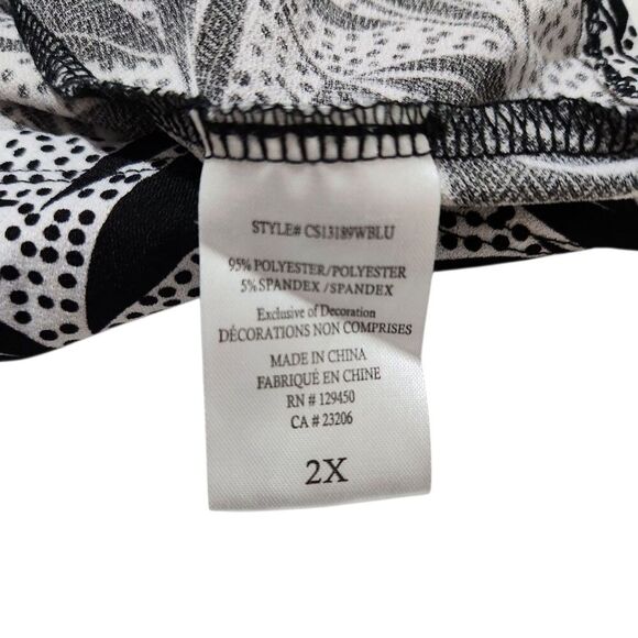 Como blu Top Size 2X Black And White Cold Shoulder Stretch - Picture 12 of 14